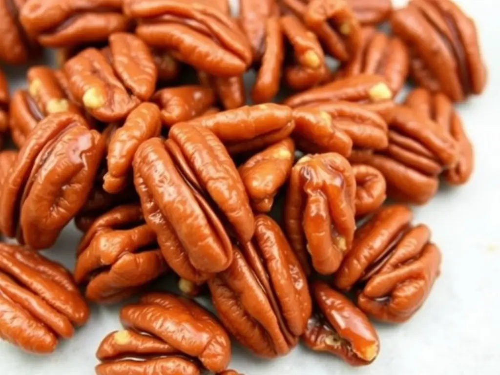 A tempting image of NEWBAM's Caramel flavored cashews, showcasing the glossy caramel coating and the rich, golden color of the nuts, arranged to emphasize the sweet and indulgent nature of the snack.